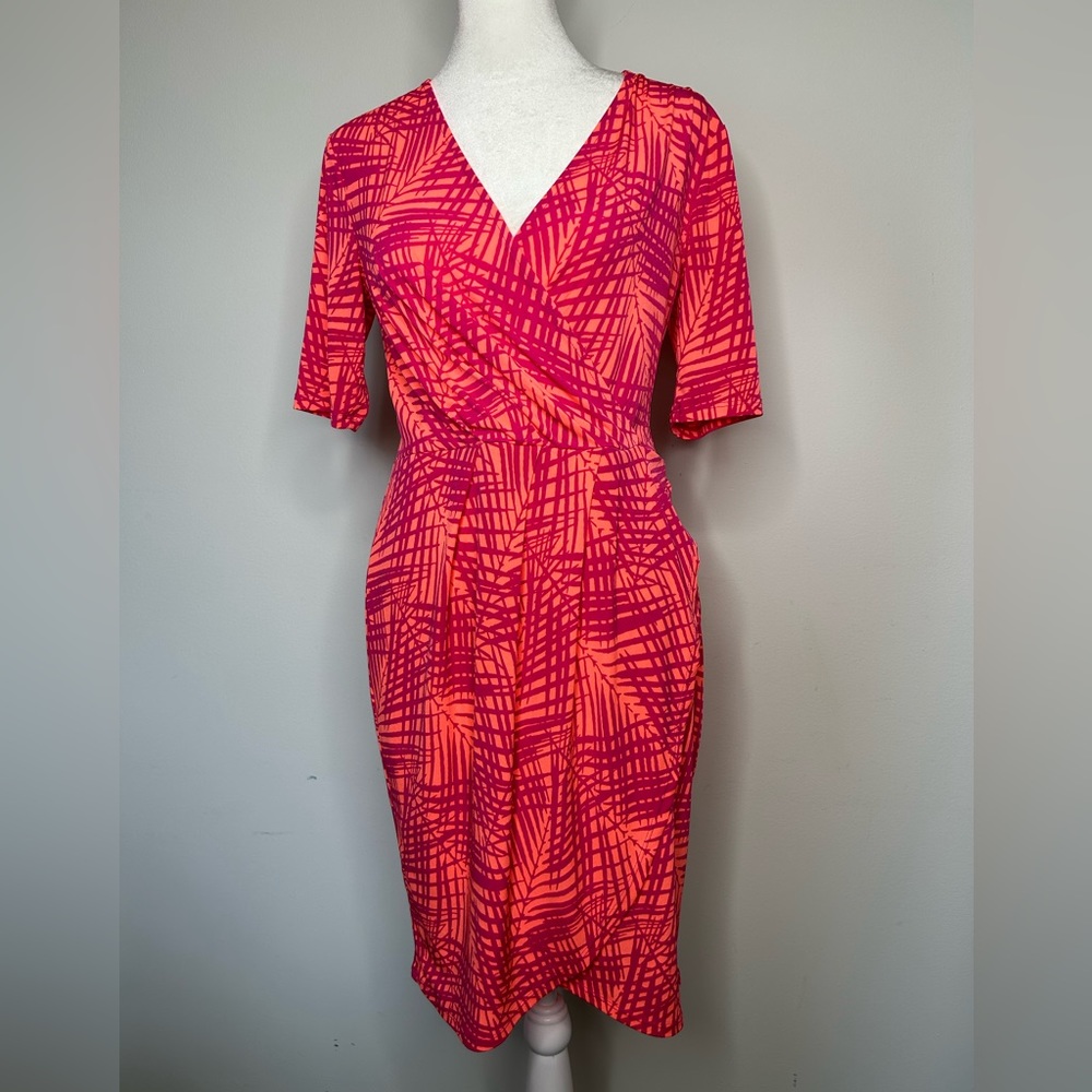Apt 9 Orange and magenta pink wrap dress Petite M